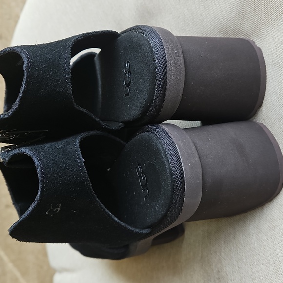 Ugg New Heights Platform Sandals Black Suede Zip Side, Sz: 8 NWT - Picture 3 of 9